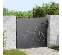 Garden Gate, Black, 85 x 100 cm, Powder-Coated Steel, Modern Laser Cut Design, Rust-Resistant, Adjustable Width for Garden and Patio