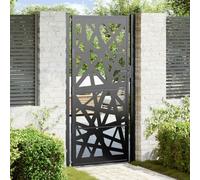 Garden Gate, Black, Galvanised Steel, 100 x 200 cm, Swing Gate with Lockable System, Modern Yard Gate for Garden, Driveway, Property, Weatherproof Metal with Powder Coating