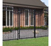 Garden Gate Black Powder-Coated Steel 103x150cm Arched Security Gate with 3 keys
