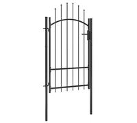 Garden Gate Black Powder-Coated Steel 1x2.2m Lockable Arched Top 2 Posts Sturdy