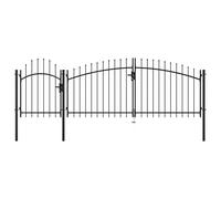 Garden Gate Black Powder-Coated Steel 2x4 m Arched Top Lockable 3-Post HeavyDuty