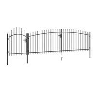 Garden Gate Black Powder-Coated Steel 5x1.75m Arched Top Lockable 3-Post Secure