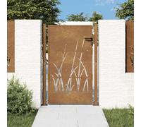 Garden Gate, Corten Steel, Grass Design, Rusty, 104-106 cm Adjustable Width