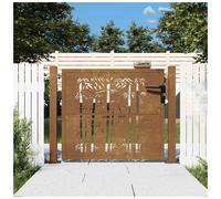 Garden Gate Corten Steel Rusty 110x80cm Laser-Cut 3-Key Lock Incl Posts AdjWidth
