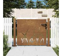 Garden Gate Corten Steel Rusty 110x80cm Laser Cut Lockable 3-Key Adjustable Incl