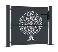 Garden Gate Driveway Gate Fence Gate Fence Anthracite Steel Tree Design vidaXL