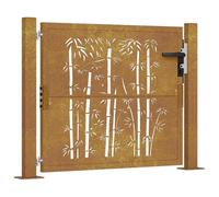 Garden Gate Driveway Gate Fence Gate Fence Corten Steel Bamboo Design vidaXL