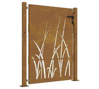 Garden Gate Driveway Gate Fence Gate Fence Corten Steel Grass Design vidaXL