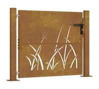 Garden Gate Driveway Gate Fence Gate Fence Corten Steel Grass Design vidaXL