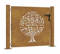 Garden Gate Driveway Gate Fence Gate Fence Corten Steel Tree Design vidaXL