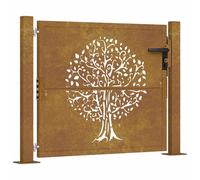 Garden Gate Driveway Gate Fence Gate Fence Corten Steel Tree Design vidaXL