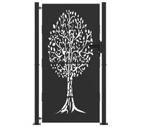 vidaXL Garden Gate Fence Gate Fence Panel 105x180 cm Corten Steel Tree Design