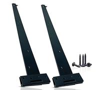 Garden Gate Hinges for Wooden Shed- 18 Inch 2Pcs Weather & Rustproof Powder Coating Metal Tee Strap Black Door Hinges for Garden Shed, Window, Fence, and Barn Gates