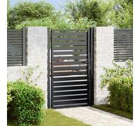 Garden Gate Lockable Black Powder-Coated Aluminium 100 x 141 cm Panel with Lock
