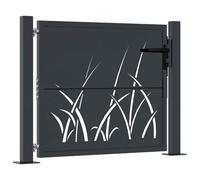 vidaXL Garden Gate Anthracite 100x100 cm Steel Grass Design