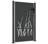 vidaXL Garden Gate Anthracite 100x125 cm Steel Grass Design