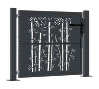 vidaXL Garden Gate Anthracite 100x100 cm Steel Bamboo Design