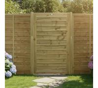 Garden Gate Pressure Treated Waney Larch Lap, Fully Framed Wooden Pedestrian Affordable Timber Garden Door, H:5ft x W:3ft Ideal for Outdoor Pathway Home Access, 150cm High x 90cm Wide