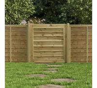 Garden Gate Pressure Treated Waney Larch Lap, Fully Framed Wooden Pedestrian Affordable Timber Garden Door, H:3ft x W:3ft Ideal for Outdoor Pathway Home Access, 90cm High x 90cm Wide
