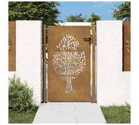 Garden Gate Rusty Corten Steel. 110x80cm Lockable w/3 Keys Adjustable 104-106cm