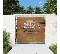 Garden Gate Rusty Corten Steel 85x75 cm Laser Cut Tree Design Panel With Locking