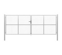 Garden Gate Silver 400x150 cm Galvanised Steel Mesh Adjustable 407-413 cm Keyx3