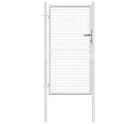 Garden Gate Silver Galvanised Steel 105x200cm Adjustable 99-105cm Lock w/3 keys&
