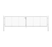 vidaXL Garden Gate Galvanised Steel Silver Fence Door Mesh Entrance Gates