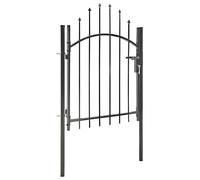 vidaXL Garden Gate with Arched Top Steel 1x1.5m Black Outdoor Barrier Door