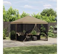 Garden Gazebo 3x3m Beige Polyester Roof Black Steel Frame with Sidewalls Venting