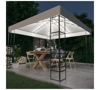 Garden Gazebo 3x3x2.7 m Pure White PA-coated Fabric, Powdercoat Steel + LED