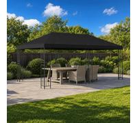 Garden Gazebo 600x300cm Black Polyester with Mesh Sidewalls Powder-Coated Steel