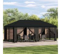 Garden Gazebo 600x300x276.5cm Black Polyester Steel Mesh Sidewalls Air Roof 6pc