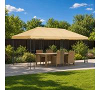 Garden Gazebo 600x300x276.5cm Cream Polyester & Steel Frame w/ Black Mesh Sides