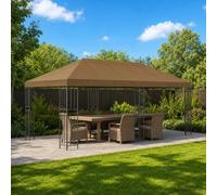 Garden Gazebo 6x3 m Taupe 190gsm Canopy with Black Mesh Sidewalls & Steel Frame
