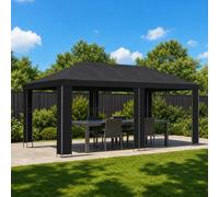 Garden Gazebo 6x3m Black Polyester Steel Powder-Coated Frame Air Vent Roof Shade