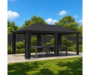 Garden Gazebo 6x3m Black Polyester Steel Powder-Coated Frame Air Vent Roof Shade