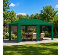 Garden Gazebo 6x3m Green Polyester Canopy Steel Powder-Coated Frame Vent Outdoor