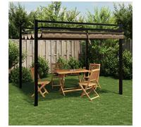 Garden Gazebo Anthracite Frame Cream Retractable Roof 309.5x297x233 cm Aluminium