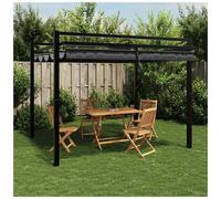 Garden Gazebo Anthracite Frame Cream Retractable Roof Aluminium 309.5x297x233cm.