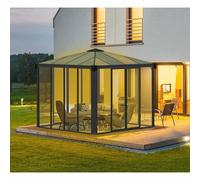 Garden Gazebo Conservatory Palram Canopia Ledro Enclosed Dark Grey