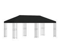 Garden Gazebo 600x300x276.5cm Cream Polyester & Steel Frame w/ Black Mesh Sides