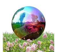 Garden Gazing Ball, 10 Inch Stainless Steel Gazing Ball, Shiny Rainbow Garden Gazing Ball, Polished Hollow Gazing Globe Mirror Balls for Patio Lawn Yard