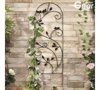Garden Gear 1.2 Metre Metal Plant Support, Decorative Design For Borders, Flowerbeds, Plant Pots & Pathways (3 X Leaves Metal Plant Support)