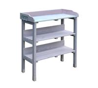 Garden Grow Wooden Two-Tier Potting Bench: Wooden 3-Tier Potting Table (Grey) (KF6533)