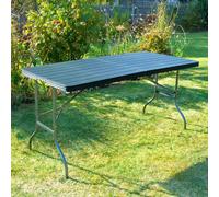 Garden Gear 5Ft Folding Table Buffet Trestle Rattan Wood Effect Heavy Duty Plastic