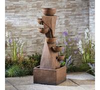 Garden Gear 6-Tier Bowl Tower Water Feature, Self Contained For Garden, Decking & Patio, Outdoor, Weatherproof (Height-107.5Cm)