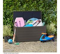 Garden Gear 680L Garden Storage W/Sit On Lid-grey W/Blk Lid, Grey
