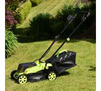 Garden Gear Aerotek 20V Cordless Lawnmower, Lithium-Ion 4Ah Battery & Fast Charger, 5 Cutting Heights, 32Cm Cutting Width, 40L Collection Box