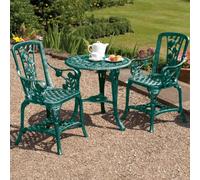Garden Gear Antique Effect Rose Design 2 Seater Bistro Patio Set Table Uv-Stabilised Pvc (Verdigris)